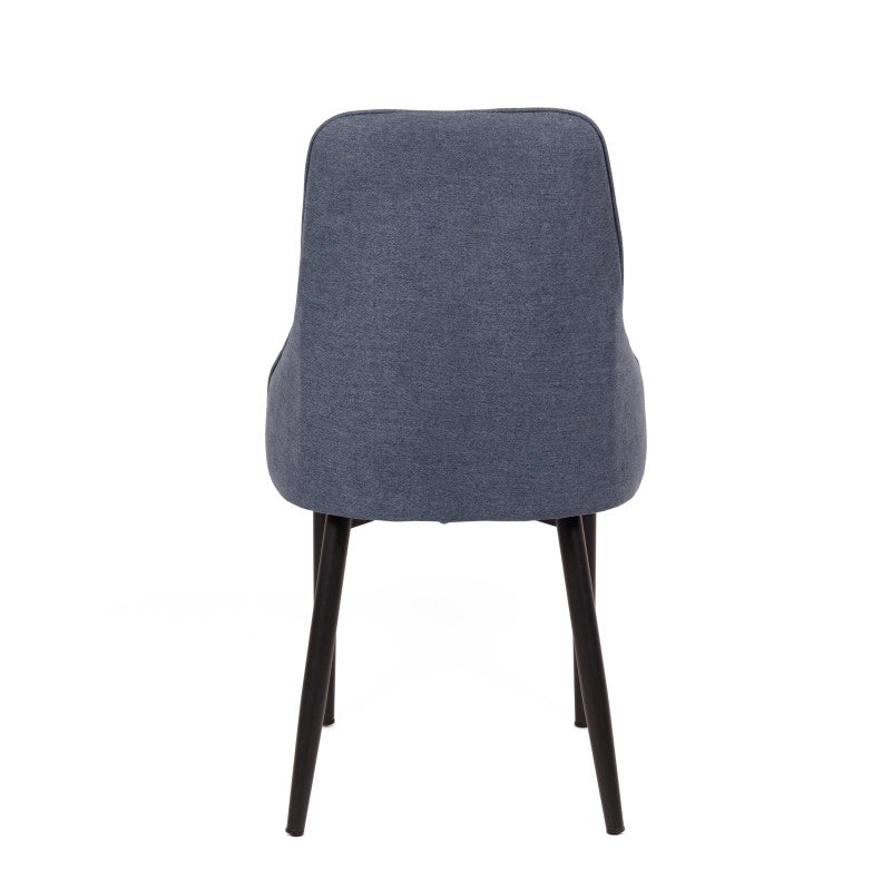 Set di 4 Sedie Chantal In Tessuto Blu Avio E Gambe Nero Opaco