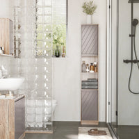 Mobile a Colonna per Bagno in Legno 30x24x170 cm  Grigio e Rovere