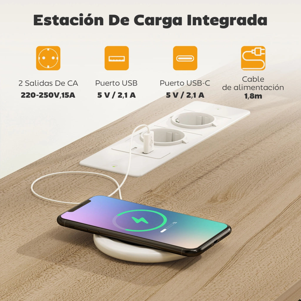 Mobile TV con luci LED e prese USB ¨C zephmum ¨C beige e bianco 120x30x67,5 cm