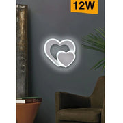 Trade Shop - Applique Muro Led Interno Moderno Doppio Cuore 12 W Luce 3000k 4000k 6500k E83-b - -bianco Freddo      -