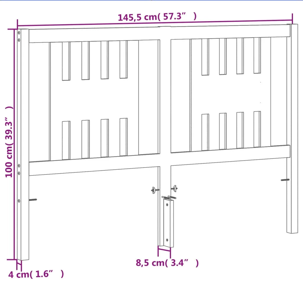 Testiera | Testata Marrone Cera 140 cm in Legno Massello di Pino
