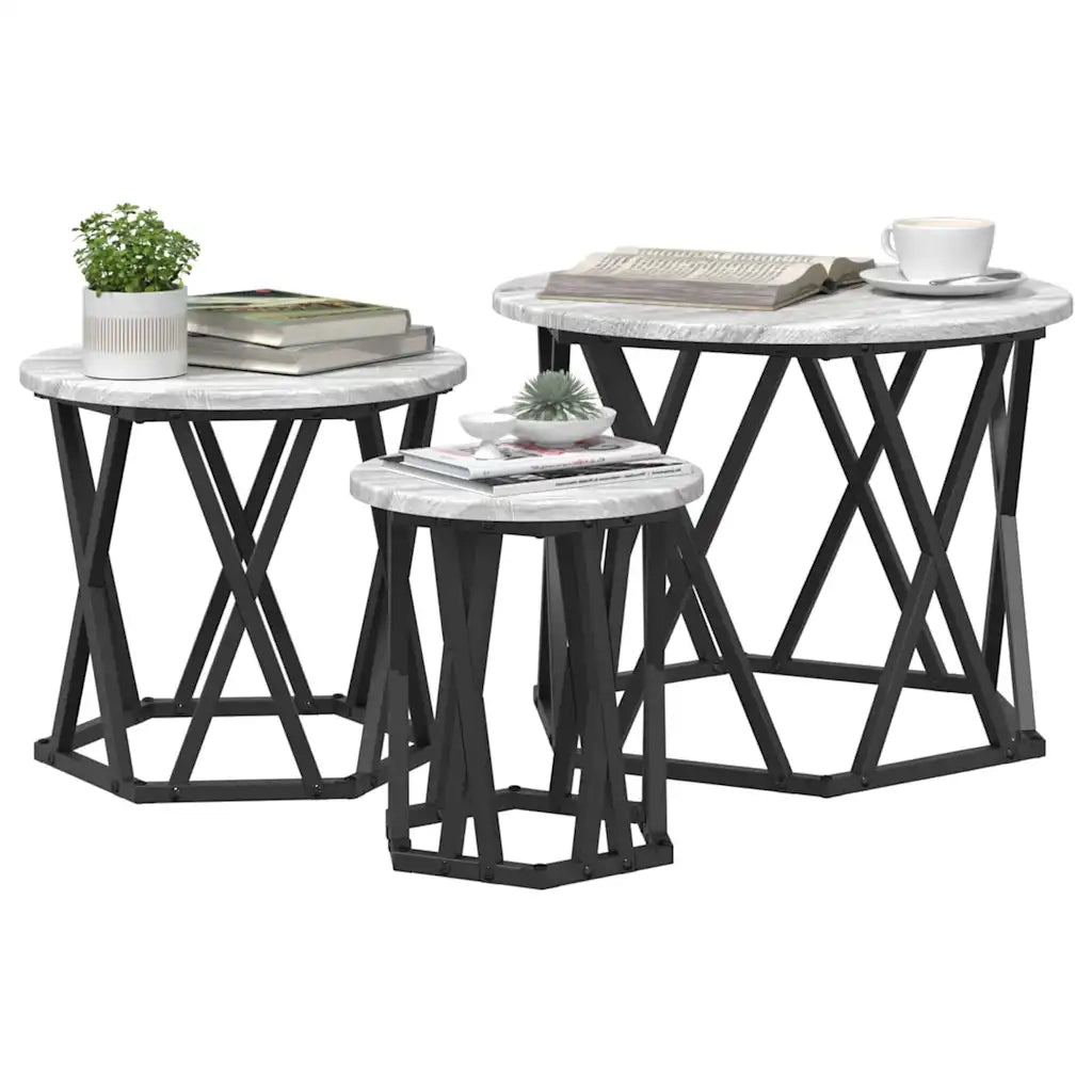 Tavolo Laterale Nesting 3 pcs Grigio Sonoma 868258