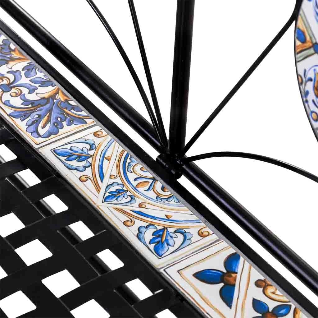 Panchina in mosaico e ferro battuto 110x50x88h cm Nero