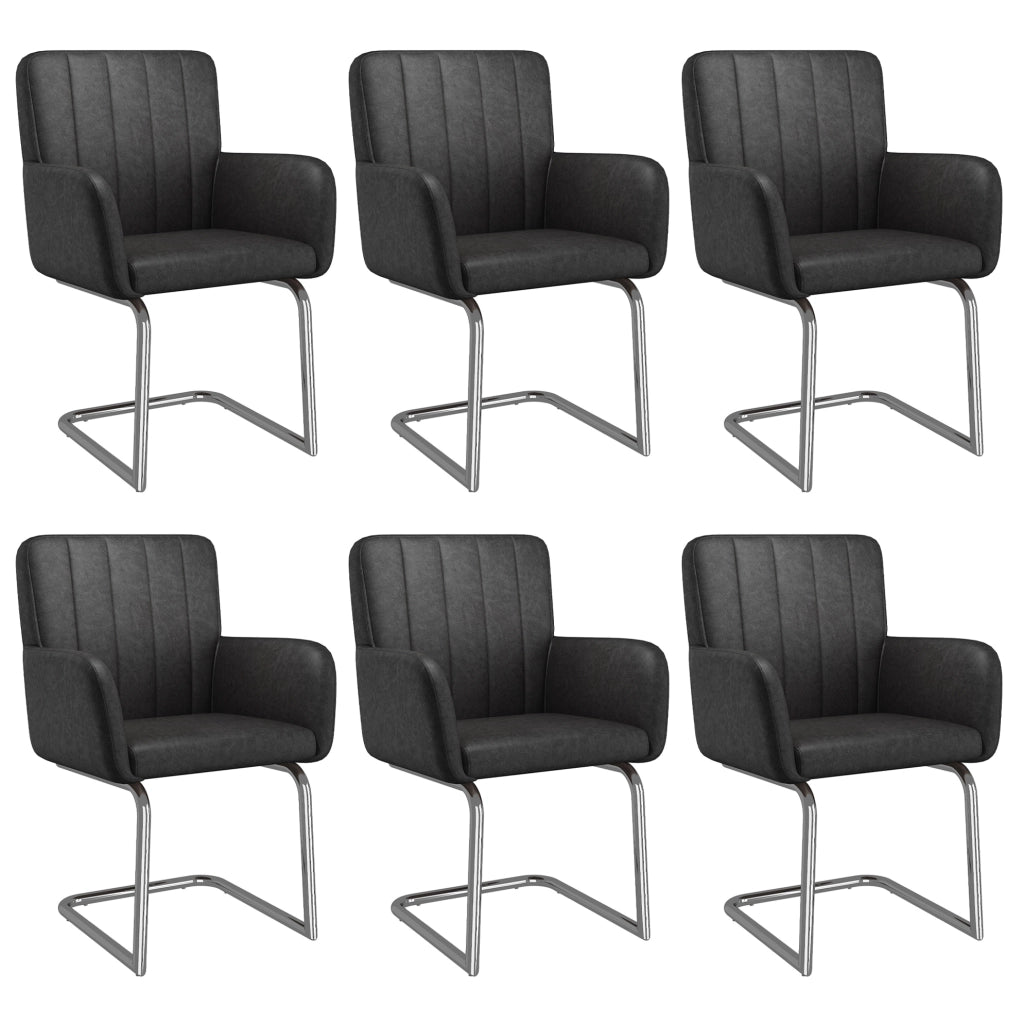 Set di 4 sedie da pranzo nere – braccioli e base in metallo