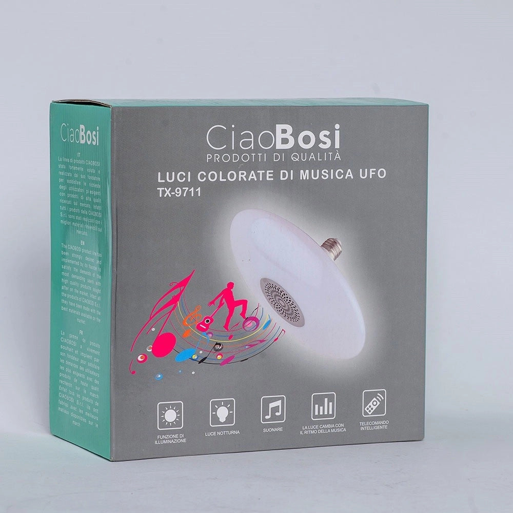 Trade Shop - Lampadina Musicale Luci Colorate Lampada Di Musica E27 Ufo Bluetooth 5.0 Tx-9711 -