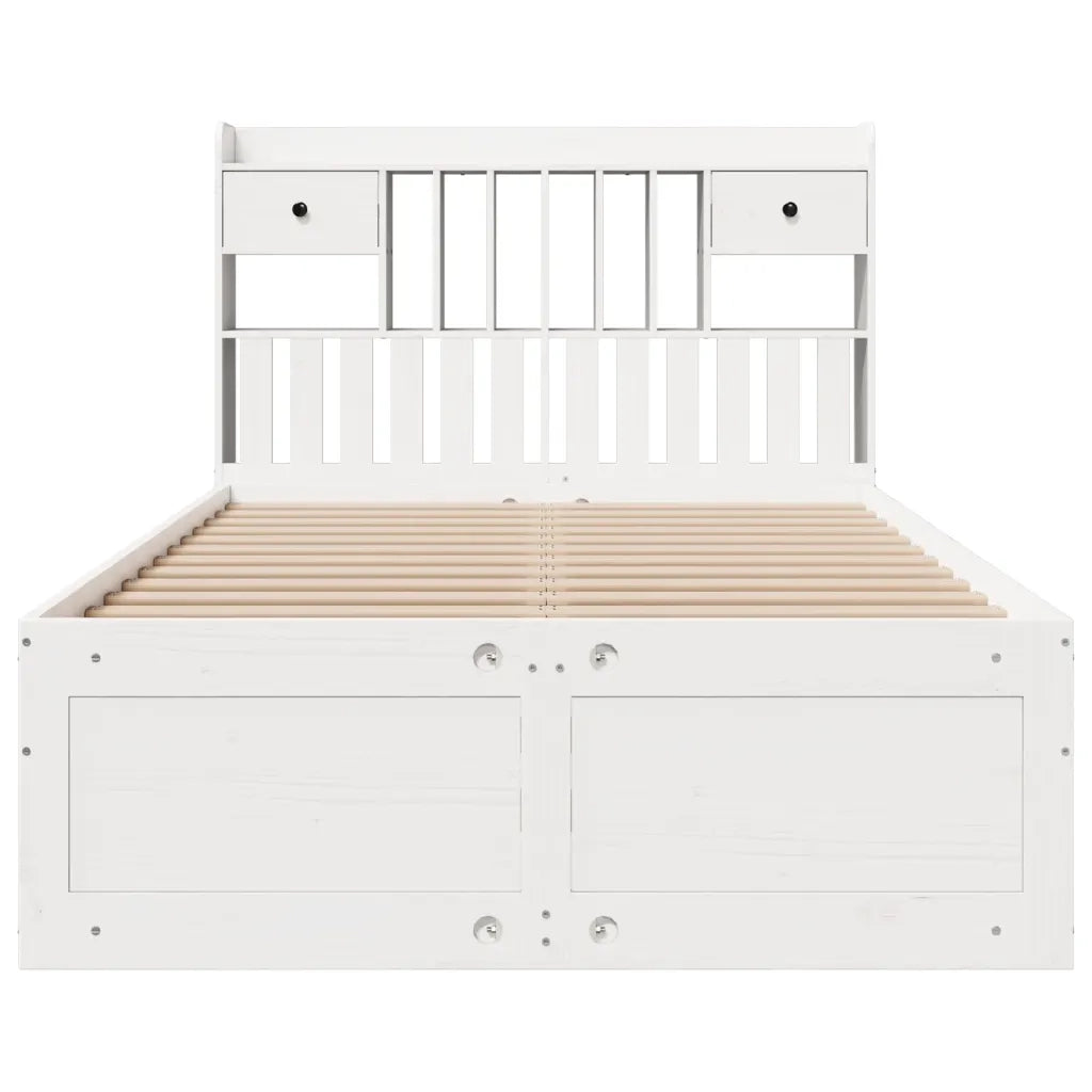 Letto Libreria senza Materasso Bianco 135x190 cm Legno di Pino
