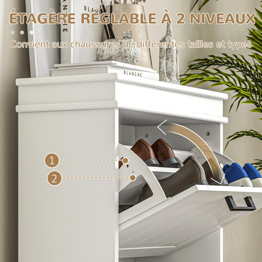 Scarpiera con ante a ribalta e ripiani regolabili ¨C Zephmum ¨C Bianco 54x24x82.5 cm