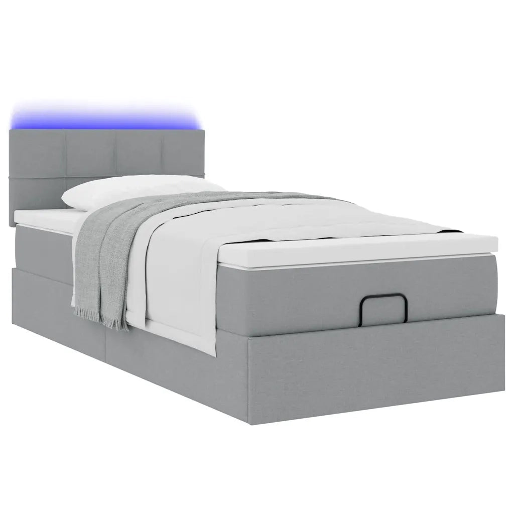 Pouf Letto con Materasso e LED Grigio Chiaro 80x200cm Tessuto 3312263