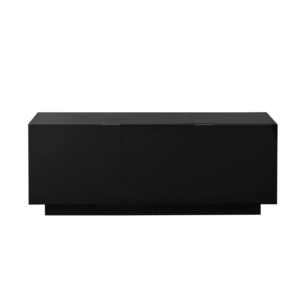 Credenza con 3 ante e 6 vani; finitura lucida - per soggiorno - 160×35×60 cm - nero