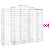 Set di 4 gabbioni ad arco per recinzione gabbia o muro di contenimento 200 x 50 x 160/180 cm ferro zincato argento 02_0041442