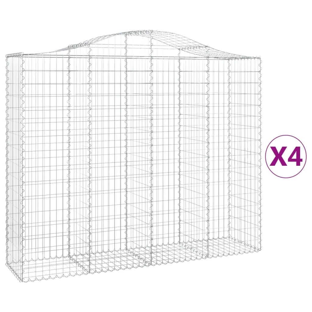 Set di 4 gabbioni ad arco per recinzione gabbia o muro di contenimento 200 x 50 x 160/180 cm ferro zincato argento 02_0041442