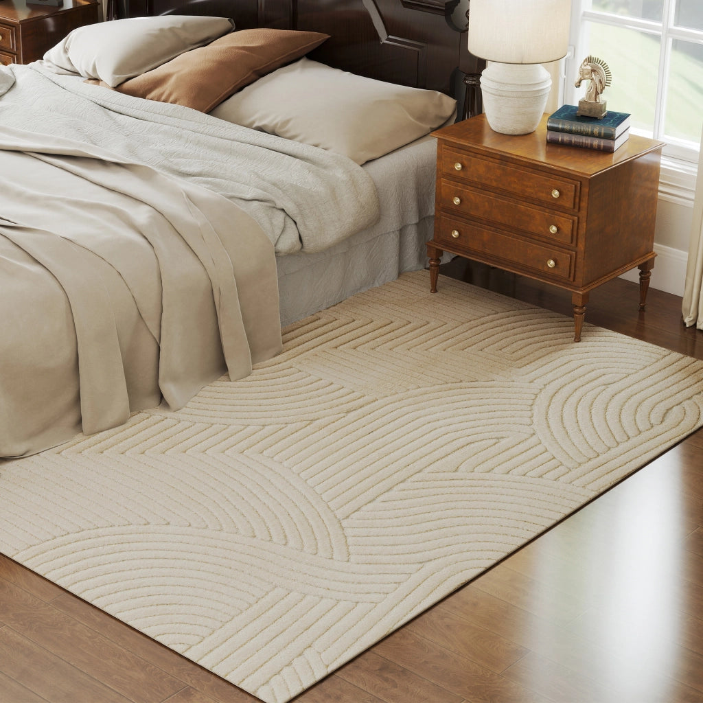 Tappeto 230x160 cm ¨C Zephmum ¨C Geometrico Pelo Lungo Antiscivolo Crema