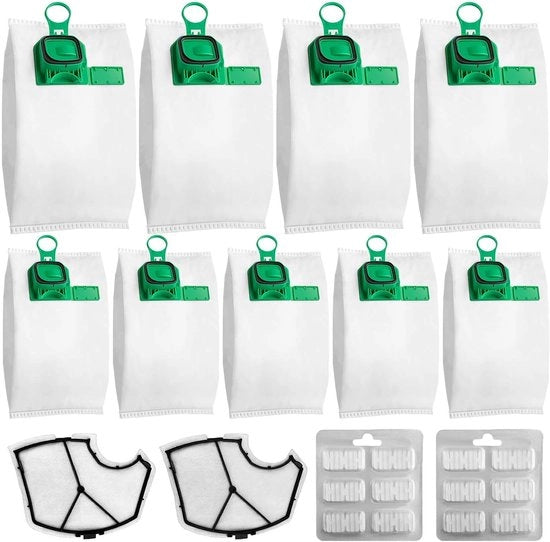 10 Set di Sacchi per Aspirapolvere Vorwerk Kobold FP140 FP150 VK140 VK150 (2 Filtro + 12 Profumi) - Sacchi per Aspirapolvere - Accessori per Aspirapolvere per Kobold Aspirapolvere
