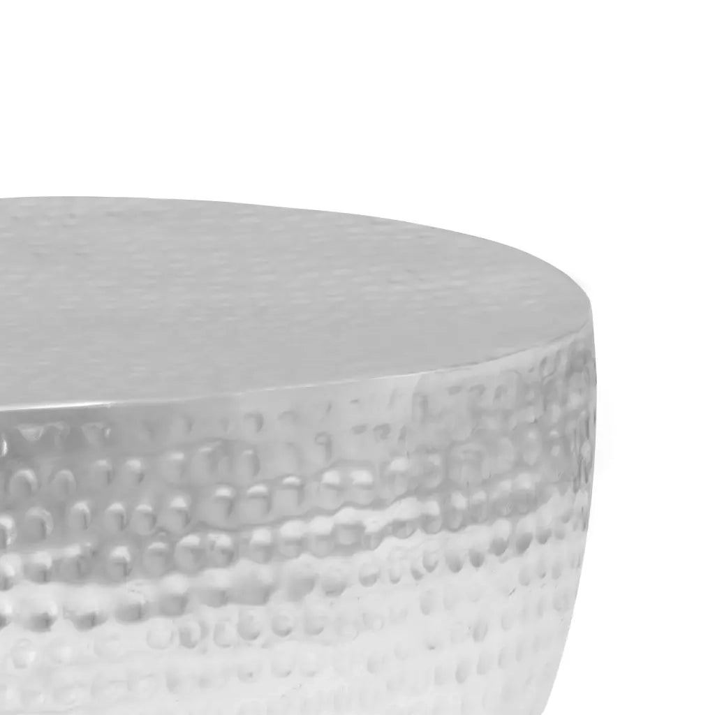 Tavolino da Salotto 100x50x28cm Argento in Alluminio Martellato 246506