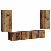 Set di Mobiletto da TV a Parete 4 pz | Armadietto TV | Mobile Porta TV Legno vecchio