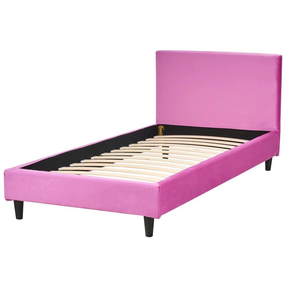 Letto singolo in Velluto fucsia con rete a doghe 90 x 200 cm stile contemporaneo