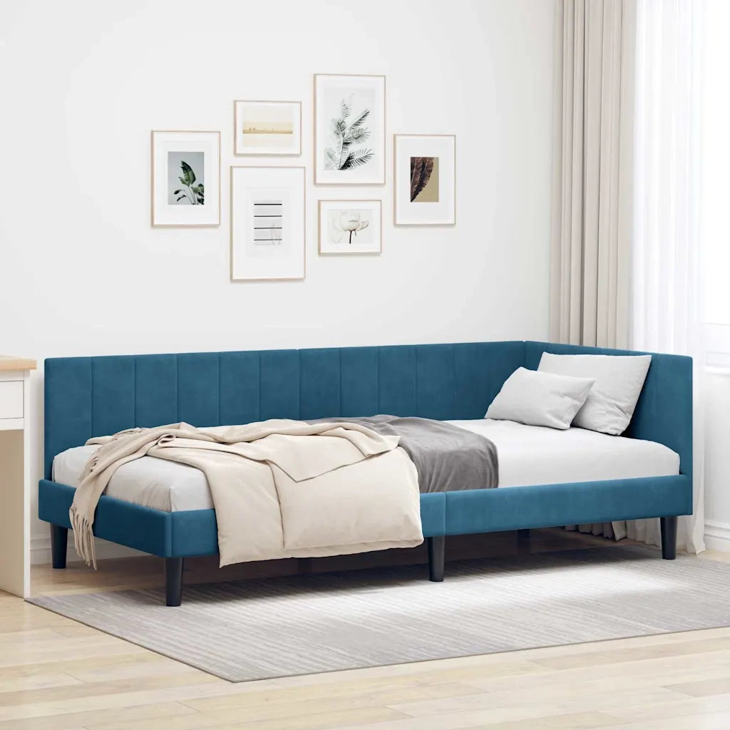 vidaXL Cornice del letto ad angolo Blu 100 x 200 cm Velluto