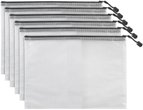 Documenti con chiusura A4, 6 pezzi Sacchetto plastico a rete con chiusura, Documenti impermeabili, Borsa con chiusura Borsa con chiusura Tasca portafoglio Borse plastica a rete Documenti in cartelline