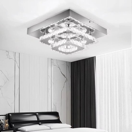 Lampada da soffitto LED - Camera da soggiorno - Camera da letto - Lampadari - 6000K - Cristallo - Acciaio inossidabile