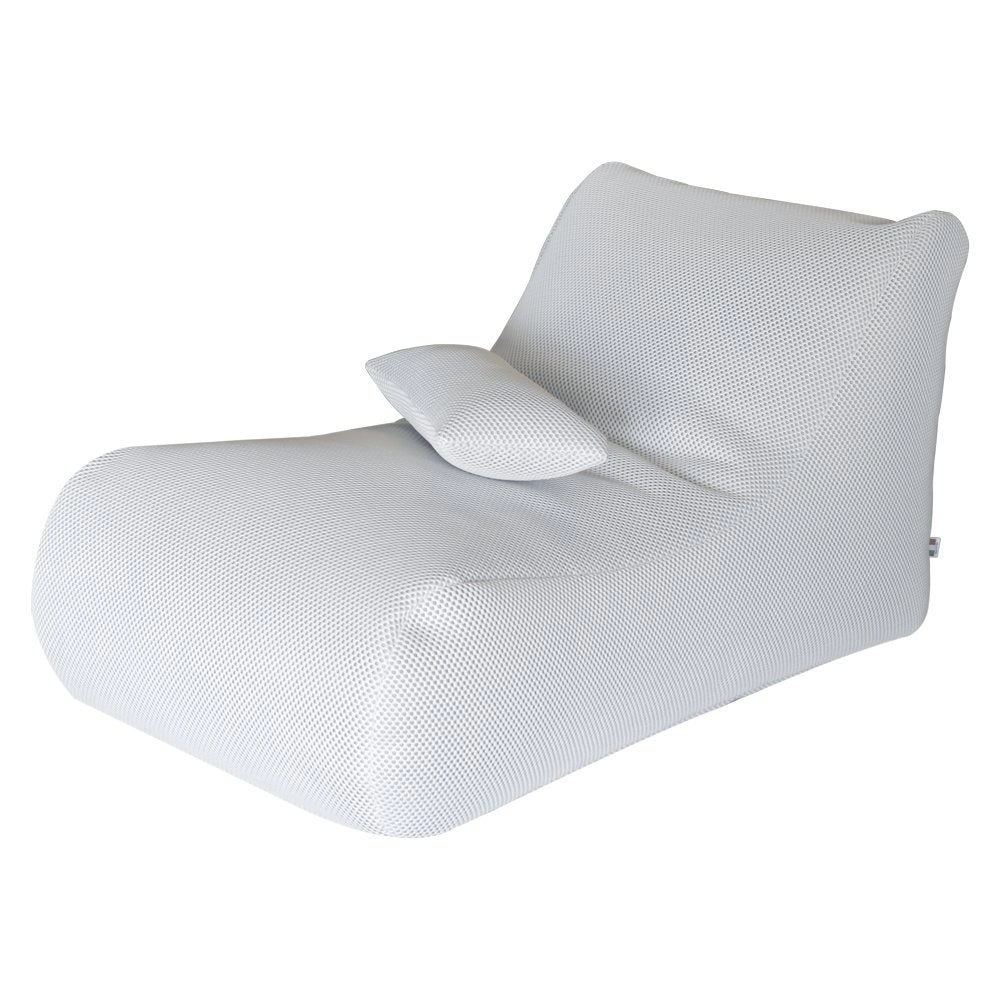 Pouf ??hck, Poltrona multiuso, Poltroncina sacco, Pouf poggiapiedi, Made in Italy, 70x120 h65 cm, Bianco