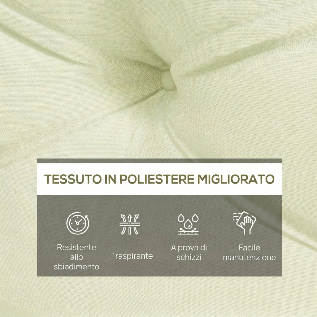 Set 2 Pezzi Cuscini da Giardino per Divani e Pallet in Poliestere con Imbottitura Spessa. Crema
