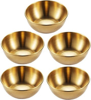 Mini scodelle in acciaio inossidabile - Piatti di servizio metallici dorati - Snack di salsa di soia - Spezie - Piatti per salse - Contenitore per frutta - Piatto per salse - Stile elegante