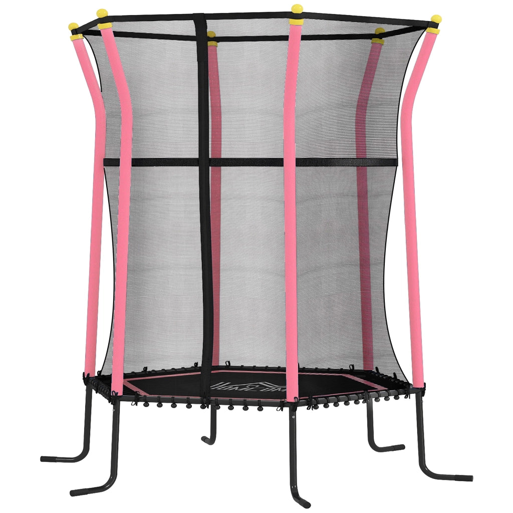 Tappeto Elastico per Bambini con Pali Imbattiti ¨C zephmum ¨C Rosa 163.5x190 cm