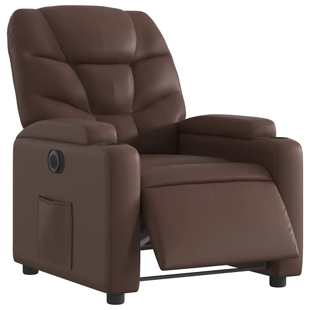 Divano Sedia-Poltrona Reclinabile Elettrica Marrone in Similpelle 894394