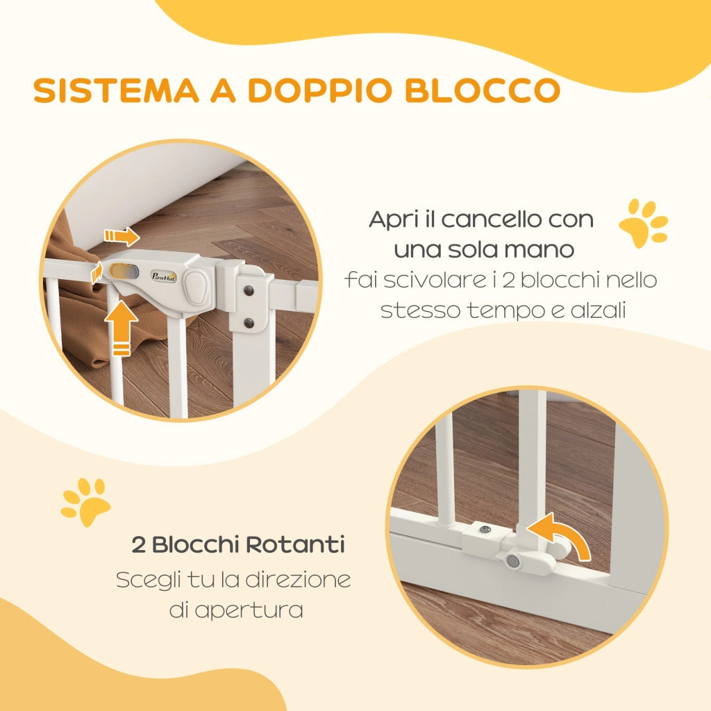 Cancellino per Cani Estensibile 74-100x77 cm in Metallo Bianco