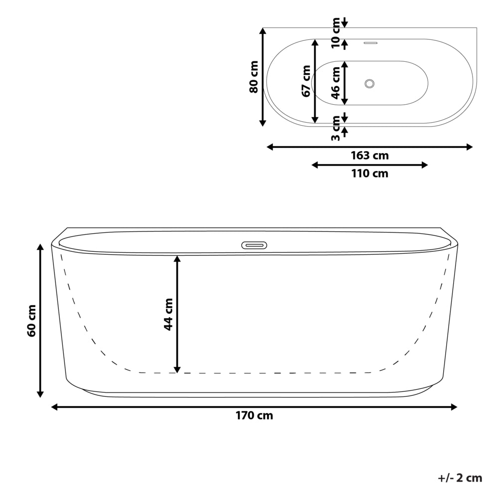 Vasca da bagno da parete ovale in acrilico nero opaco 170 x 80 cm Finitura scanalata Bagno in stile moderno
