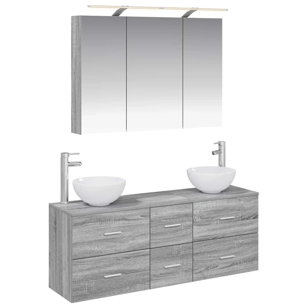 Set di mobili per il bagno 4 pcs Sonoma grigio 3406700