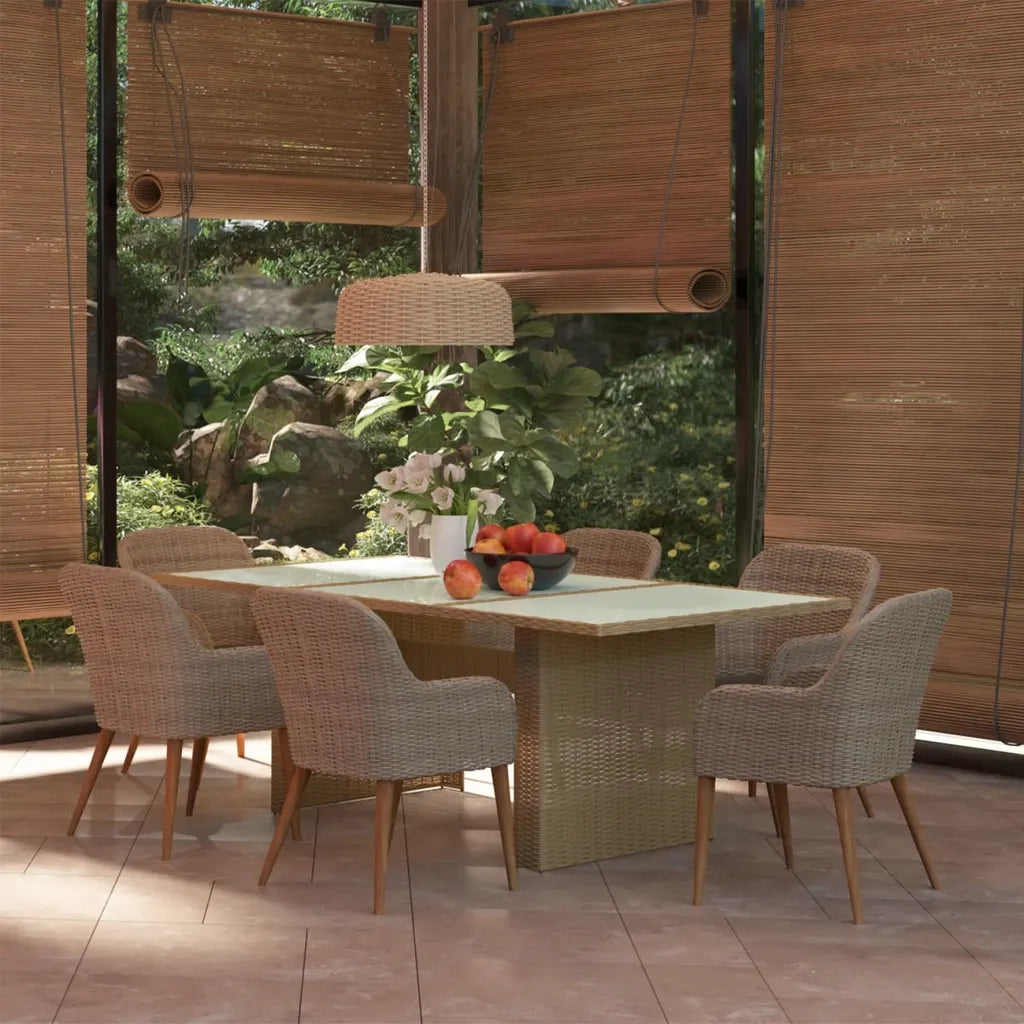 Set da Pranzo da Giardino 7 pz in Polyrattan Marrone cod mxl 41312