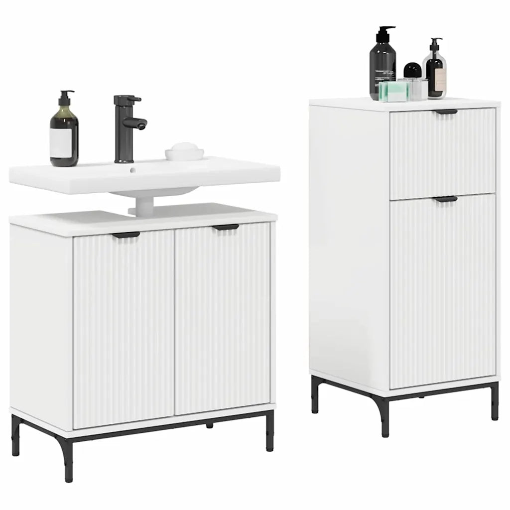 Set di mobili per il bagno con cassetto con porta 2 pcs Bianco