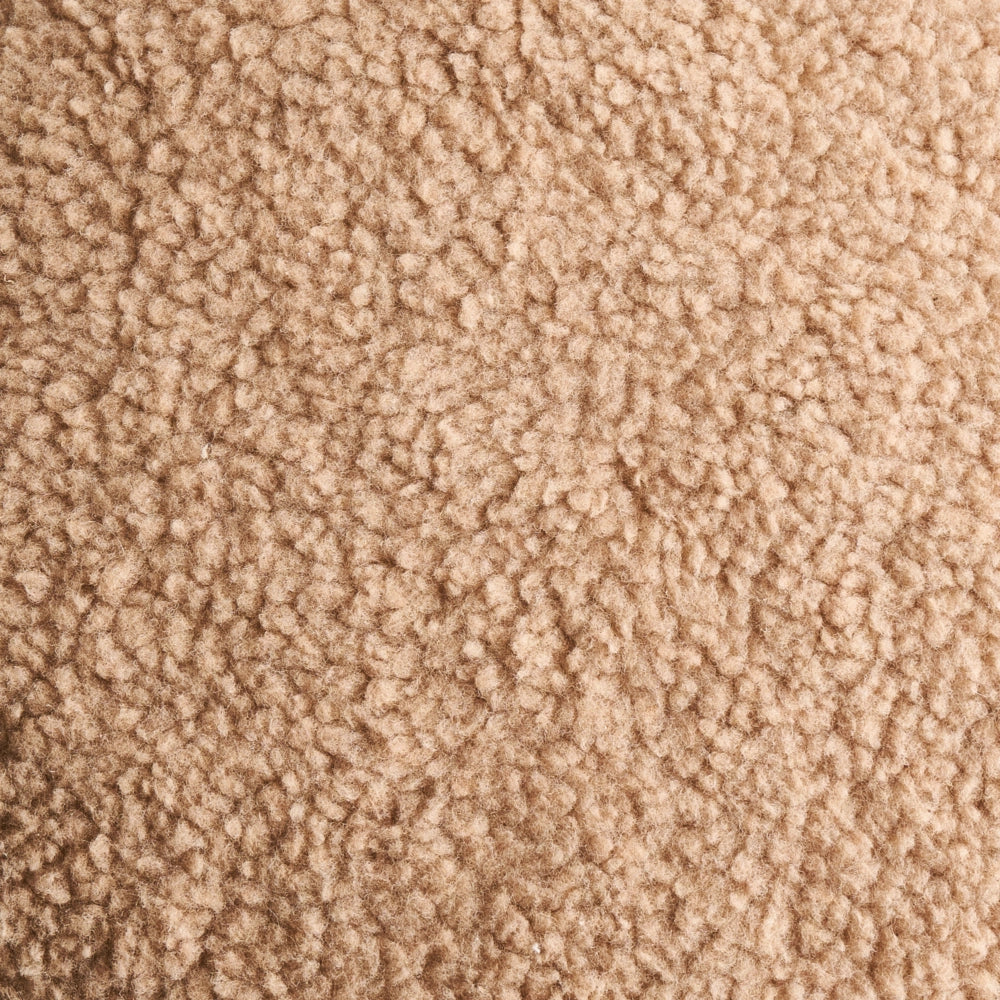 Pouf Beige Boucle Rotondo 40 x 40 x 45 cm Poggiapiedi Tappezzeria a forma di fungo Soggiorno moderno Camera da letto