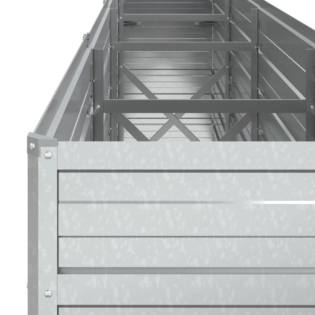 Fioriera rialzata per piante fiori patio giardino 320 x 40 x 77 cm acciaio zincato argento 02_0039431