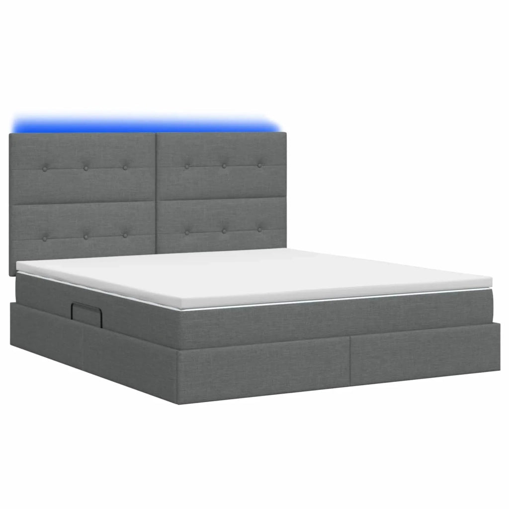 Letto con contenitore LED e materasso Grigio Scuro 180 x 200 cm 3459961