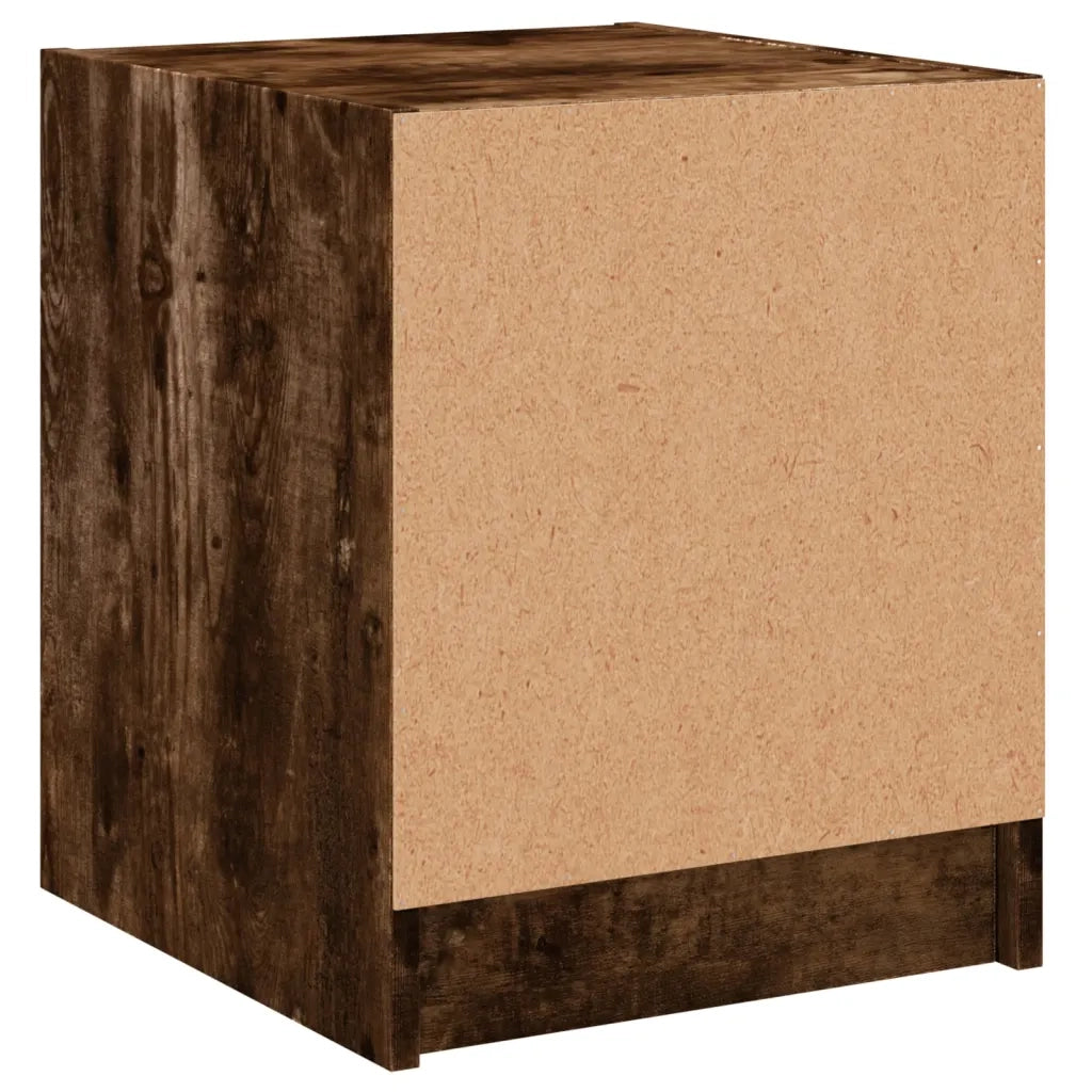 Comodino | Armadio da Notte | Mobiletto da notte con Anta in Vetro Rovere Fumo 35x37x42 cm