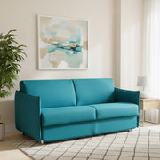 Cecina, Divano Letto 3 Posti Sfoderabile Made in Italy, 200x95 cm Azzurro