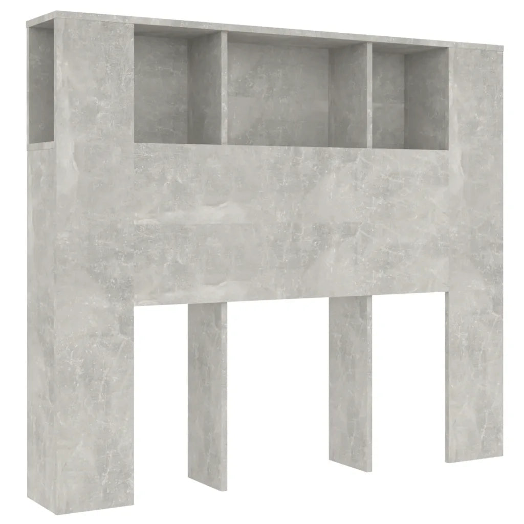 Testiera con Scomparti-Testata con Ripiani Grigio Cemento 120x18,5x102,5 cm