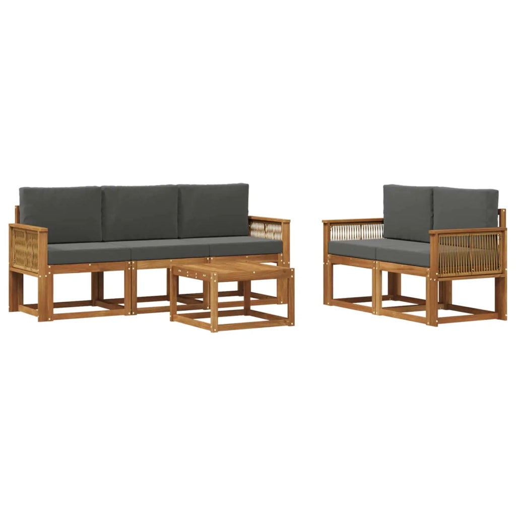 Set di divani da esterno 6 pcs Naturale e Antracite Poliestere