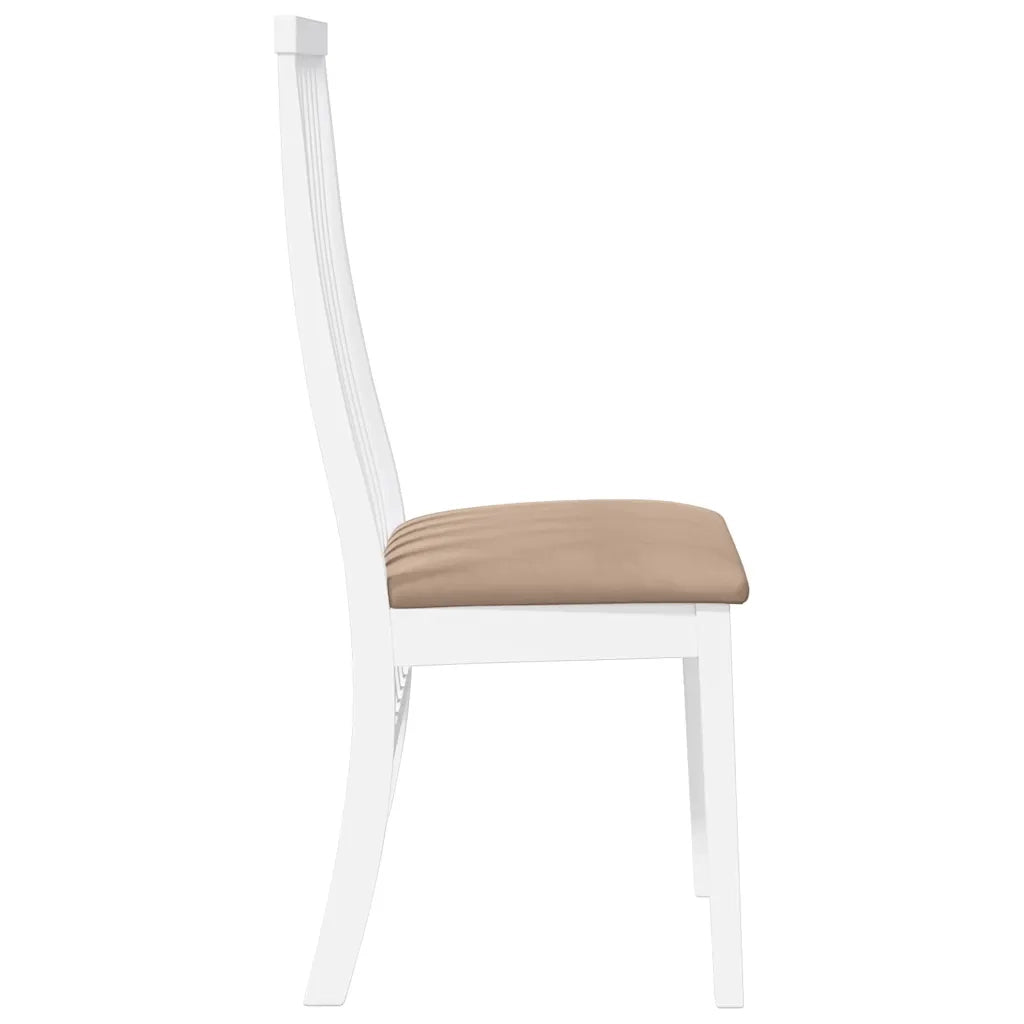 Sedie da Pranzo con Cuscini 2 pz Bianco Legno Massello di Hevea 4102460