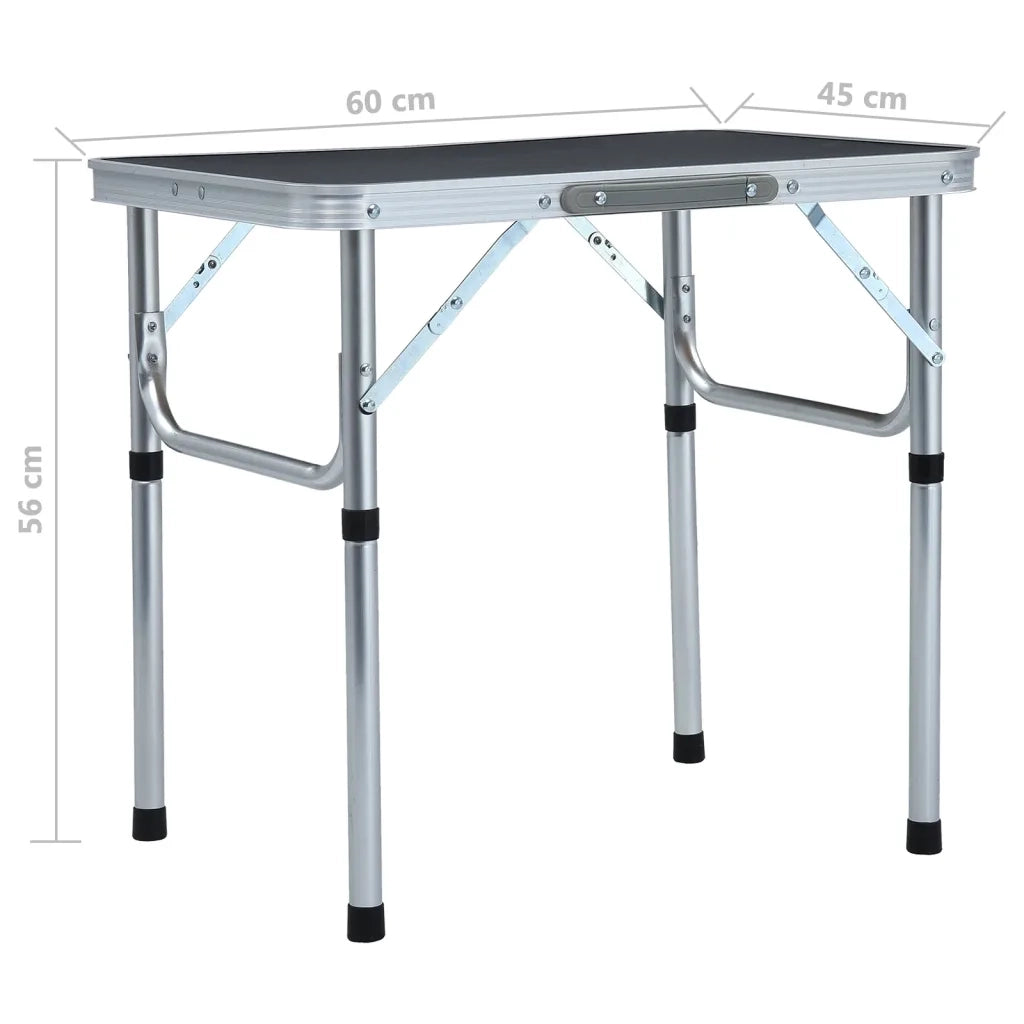 Tavolo Pieghevole da Campeggio Grigio in Alluminio 60x45cm 48180