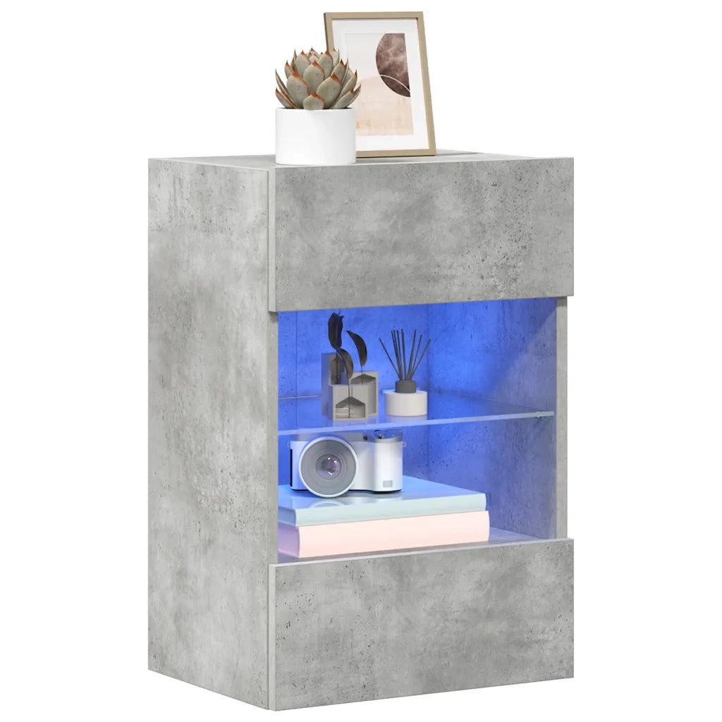 Mobili da parete con luci LED per TV 2pz Grigio Cemento 40x30x60,5cm 837085
