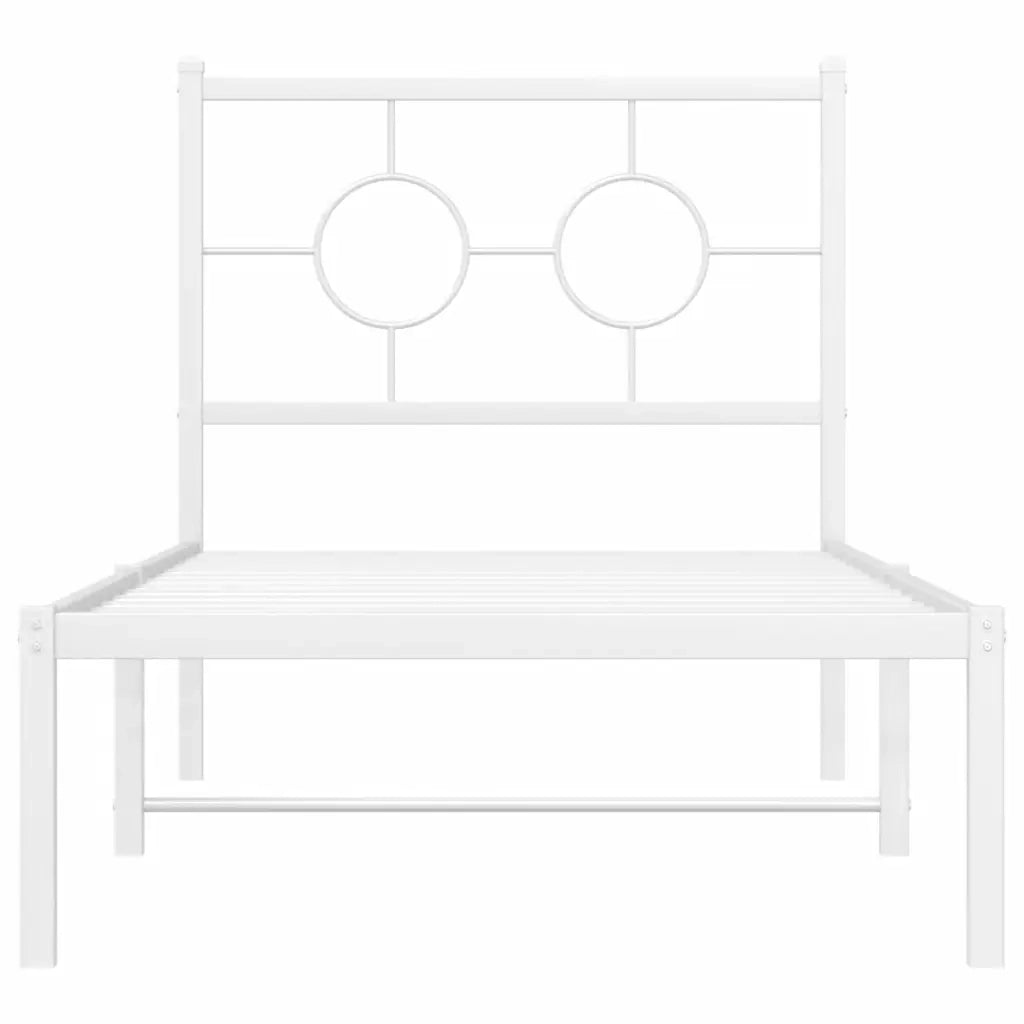 Giroletto senza Materasso con Testiera-Struttura Letto Metallo Bianco 75x190 cm 364869