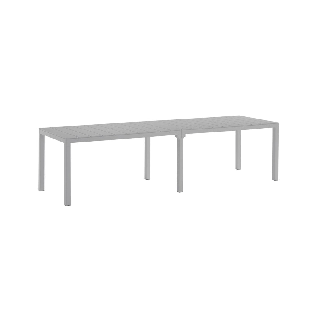 Tavolo da esterno Campana, Base per picnic, Piano da pranzo da giardino multiposizione, Banco outdoor multiuso, Made in Italy, 292x86 h74 cm, Grigio