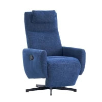 Poltrona relax reclinabile con base girevole e schienale regolabile, 67x80.5x110 cm, Blu