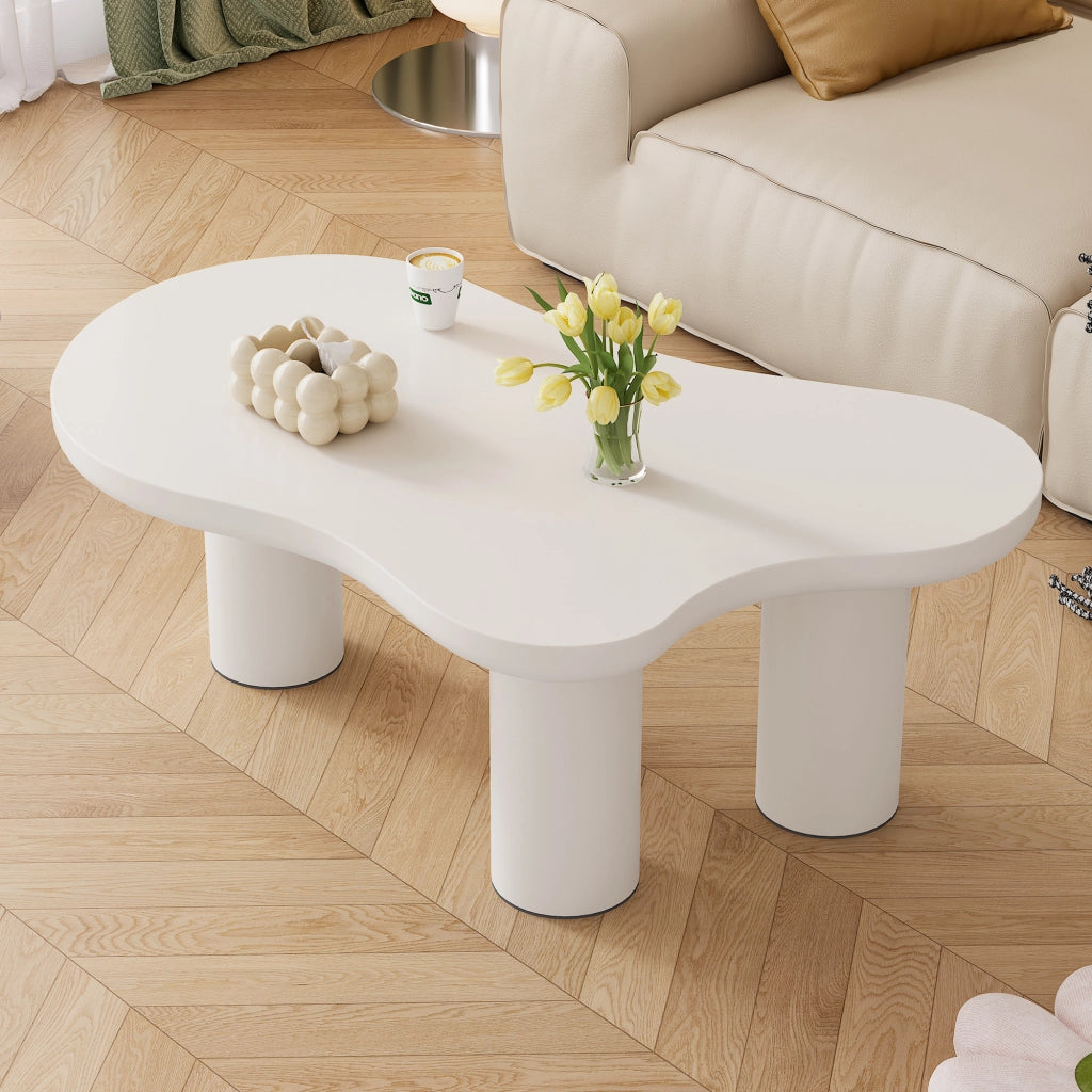 TAVOLINO DA CAFFÈ A FORMA DI NUVOLA 107x66x40,5 cm MDF BIANCO