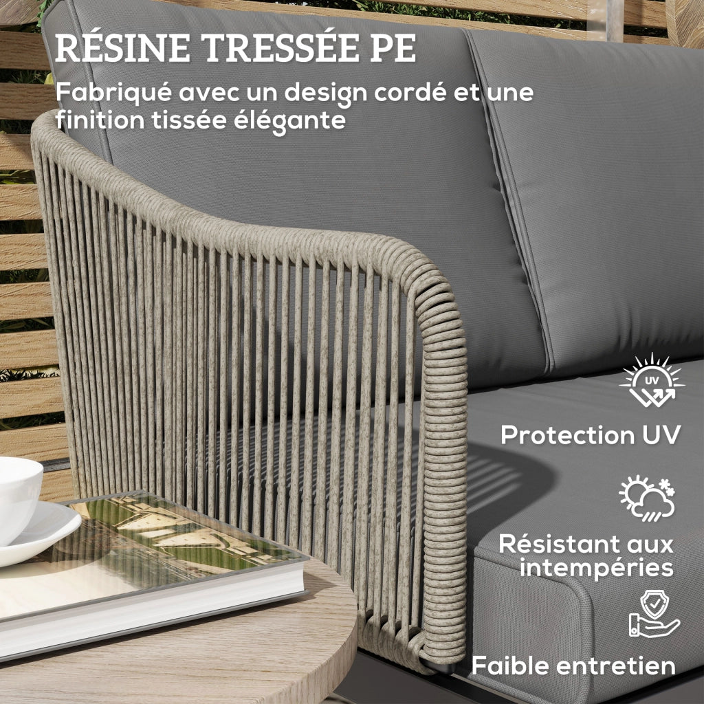 Divano da giardino 2 posti con cuscini in polyrattan ¨C zephmum ¨C grigio scuro 110x70x72 cm