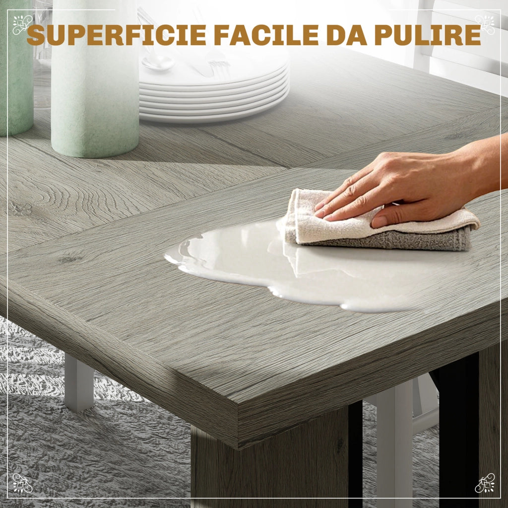 Tavolo da pranzo allungabile in legno e acciaio ¨C zephmum ¨C 180x80x75 cm, grigio