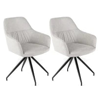 E-STYLO Sedia da pranzo in tessuto grigio chiaro, gambe e struttura in metallo nero, imbottita, 56cm X 56cm H. 87cm.